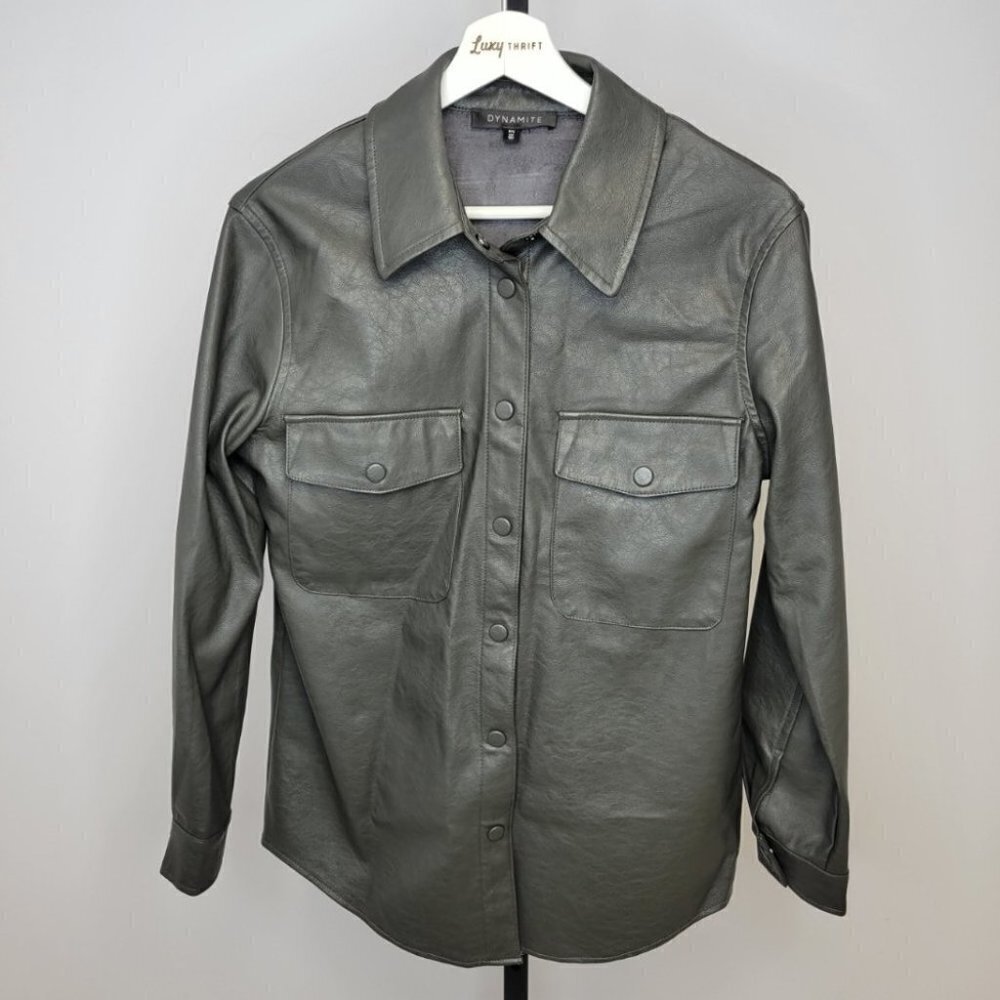 Dynamite Faux Leather Snap Shacket